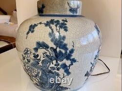 PAIR of Qing dynasty's Geware glaze Blue& White Chinese Porcelain Jar table lamp