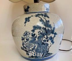 PAIR of Qing dynasty's Geware glaze Blue& White Chinese Porcelain Jar table lamp