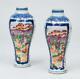 Pair 18th C. Chinese Export Porcelain Vases Blue & White Fitzhugh Famille Rose