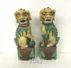 Pair Antique Chinese Porcelain Foo Dogs