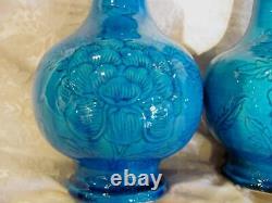 Pair Antique Chinese Porcelain Monochrome Vases 19th Century
