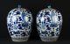 Pair Chinese Blue And White Nanking Porcelain Urns Vases China Pottery