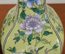 Pair Chinese Porcelain Famille Verte Elephant Handle Vase Lamps Six Character Mk
