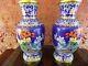 Pair Of 12 5 Band Collector Quality Chinese Cloisonne Vases Porcelain Japanese
