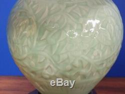 Pair Of 27 High-end Chinese Porcelain Vase Lamps Carved Jade Green Celadon
