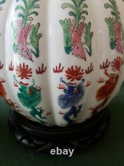 Pair Of Antique Chinese Porcelain Enamel Lamps