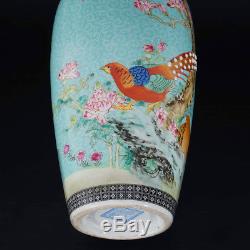 Pair Of Chinese Antique Precious Porcelain Birds Vase Marked Yongzheng AB106