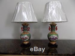 Pair Of Chinese Porcelain Vase Lamps Japanese / Cloisonne Shades Not Included