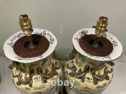 Pair Of Large Antique Vintage Chinoiserie Chinese Porcelain Table Lamps