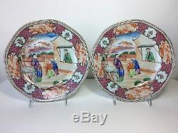 Pair of Antique 18th C Chinese Export Porcelain Plates dish Qianlong Period