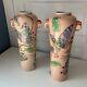 Pair Of Antique Chinese Famille Rose Pink Porcelain Vases Butterfly