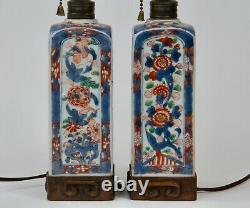 Pair of Antique Chinese Imari Export Porcelain Kangxi gin vases as lamps 17-18 C