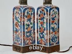 Pair of Antique Chinese Imari Export Porcelain Kangxi gin vases as lamps 17-18 C