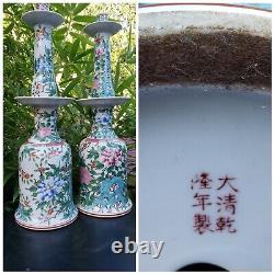 Pair of Antique Chinese Porcelain Candlestick Famille Rose 18