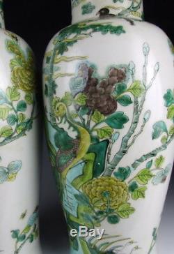 Pair of Chinese Antique Plain Tri-colored Porcelain Vases