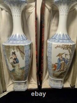 Pair of Chinese Eggshell Vases, Qianlong 10.5 Inches hand painted, vintage