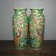 Pair Of Nice Chinese Old Green Famille Rose Porcelain Vases