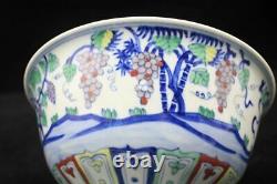Perfect Chinese Antique Hand Painting Grapes Porcelain Bowl ChengHua Marks