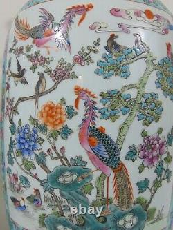 Pr Antique Chinese Famille Rose Porcelain Vase Phoenix Lotus Flowers Insect 18