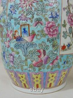 Pr Antique Chinese Famille Rose Porcelain Vase Phoenix Lotus Flowers Insect 18