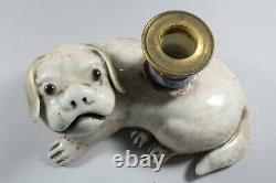 Qing Dynasty Famille Rose Porcelain Dog Incense Stick Holder / Candlestick