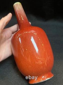 Qing, Early period Copper-red-glazed lang yao porcelain vase/