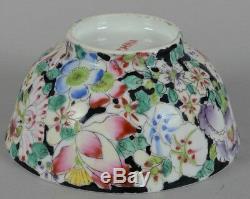 Qing / Republic Chinese Porcelain Mille fleur Bowl Famille Noire 1891-1921