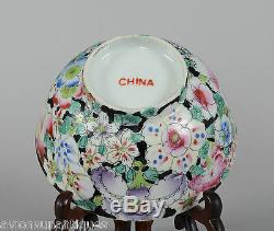 Qing / Republic Chinese Porcelain Mille fleur Bowl Famille Noire 1891-1921