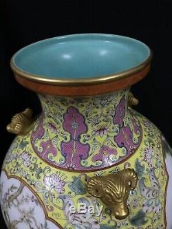Qing dynasty Qianlong vase handrawn birds chinese antique porcelain