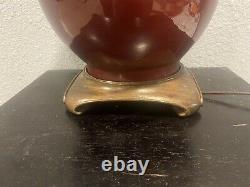 RARE! Vintage Chinese Oxblood Vase / Lamp 29 H 3 Way Switch-No Shade- TESTED