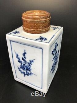 Rare 18th Century Chinese Blue And White Porcelain Tea Caddy