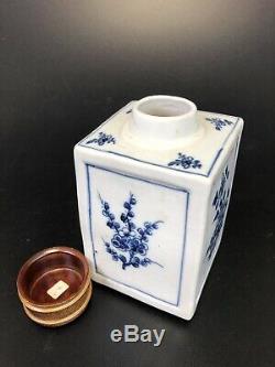 Rare 18th Century Chinese Blue And White Porcelain Tea Caddy