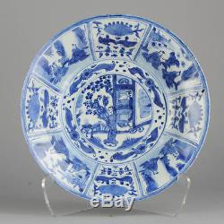 Rare Antique 36cm Transitional Chinese Porcelain Charger Kraak Ming Qing Period