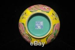 Rare Antique Chinese Yellow Glaze Famille Rose Porcelain Bowl Yongzheng