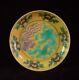 Rare Chinese Antique Dragon And Phoenix Yellow Porcelain Plate Kangxi Mark