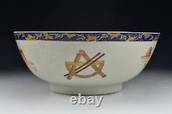Rare Chinese Export Porcelain Masonic Punch Bowl 18th Century