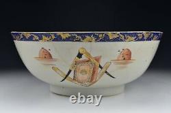 Rare Chinese Export Porcelain Masonic Punch Bowl 18th Century