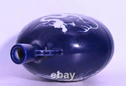 Rare Chinese Hand Painting Offering Blue Porcelain Dragon Vase