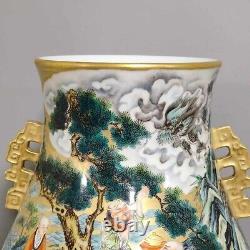 Rare Qing Dynasty Chinese Porcelain Famille Rose 18 Immortals Character Vase