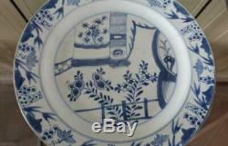 Scarce Chinese Kangxi Period Porcelain Blue and White Charger / Large Plate 1662