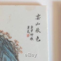 Set/4 Antique Chinese Porcelain Plaques / Tiles, Signed, 3.5 X 8 Each
