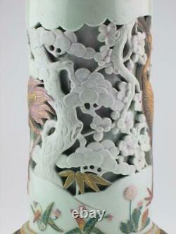 Superb Antique 19th Century Royal Worcester Chinese Flamingo Porcelain Vase 1874