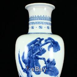 Superb Chinese Blue And White Porcelain Figures Vase