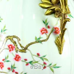Superb Chinese Gilt Gold Famille Rose Double Ears Porcelain Vase