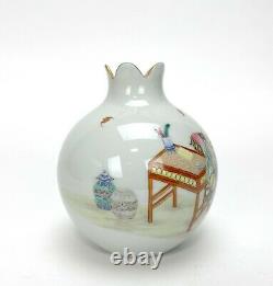 Superb Chinese Qing Yongzheng MK Famille Rose Pomegranate Form Porcelain Vase