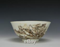 Superb Chinese Qing Yongzheng MK Rich Enamel Ink Landscape Porcelain Bowl