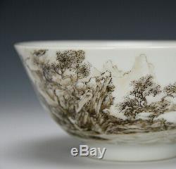 Superb Chinese Qing Yongzheng MK Rich Enamel Ink Landscape Porcelain Bowl