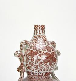 Superb Chinese Underglazed Red Enamel Flowers Double Gourd Porcelain Vase