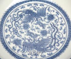 Superb Fine Chinese Blue and White Phoenix Porcelain Plate