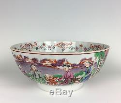 Superb Qianlong 18th Century Large CHINESE Porcelain FAMILLE ROSE MANDARIN Bowl